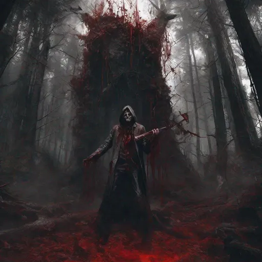 Prompt: "A gore-themed image, with a gruesome atmosphere. The setting should be filled with gruesome imagery, such as blood, gore, and corpses. The character should be horrifying, with a gruesome appearance and expression. The lighting should be dark and ominous, with a sense of dread and horror. The character should be the center of attention, and the resolution should be high-resolution and in a horror style. The overall effect should be one of gore and horror.]<mymodel>