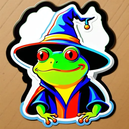 Prompt: Frog wearing a wizard hat, Picasso style,