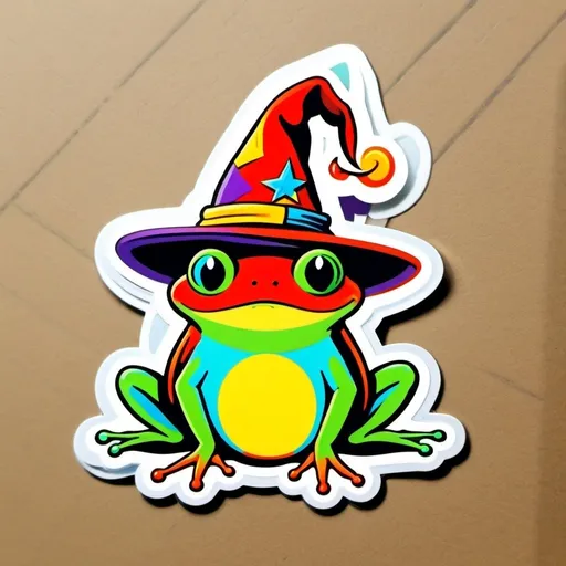 Prompt: Frog wearing a wizard hat, Picasso style,