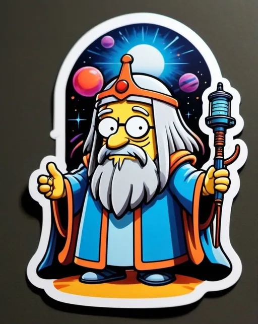 Prompt: Anime by Matt Groening, illustration of God   by Matt Groening; futuristic sci-fi setting, detailed characters, colorful and vibrant, highres, anime by Matt Groening, sci-fi, futuristic, detailed characters, vibrant colors, professional  Matt Groening, dynamic lighting<mymodel>