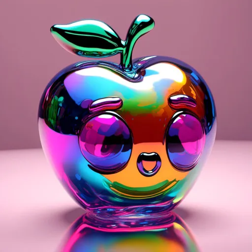 Prompt:  <mymodel>Vibrant pop art illustration of a transparent glass apple sculpture, shiny and reflective surface, bold colors, high contrast, detailed glasswork, glossy finish, artistic interpretation, modern pop art, transparent glass, vibrant colors, high quality, detailed reflections, glossy finish, striking pop art style, bold and vibrant, contemporary art, shiny surface; ce qui donne cette image 