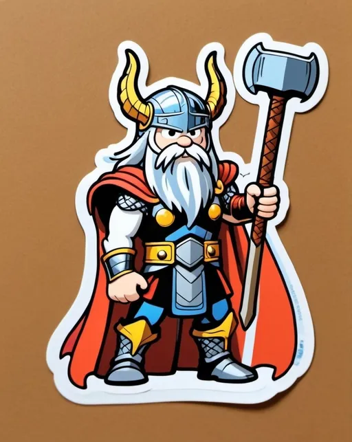 Prompt: Anime by Matt Groening, illustration of vicking God Thor   by Matt Groening; history setting, detailed characters, colorful and vibrant, highres, anime by Matt Groening, vicking detailed characters, vibrant colors, professional  Matt Groening, dynamic lighting<mymodel>