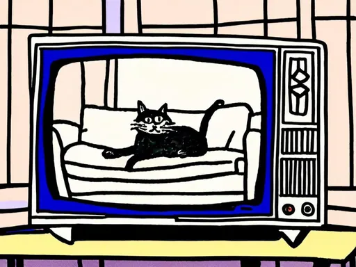 Prompt: <mymodel> a cat shows a cat on the living room television drawing of a contented cat enjoying, inked, detailed fur with subtle highlights, tranquil ambiance, high quality, charcoal drawing, realistic, detailed, contented cat, a cat shows a cat on the living room television, tranquil ambiance