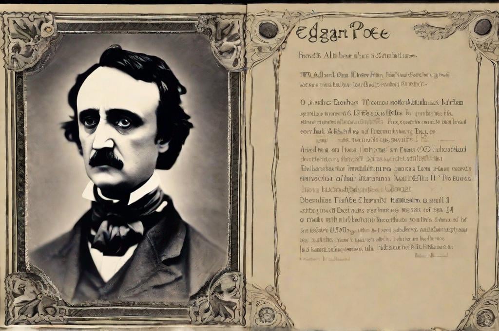 Prompt: a honor menber card with a photo "Edgar Allan Poe" , and a description of the parts of Edgar Allan Poe, Edgar Allan Poe, nuclear art, criterion collection, a poster<mymodel>