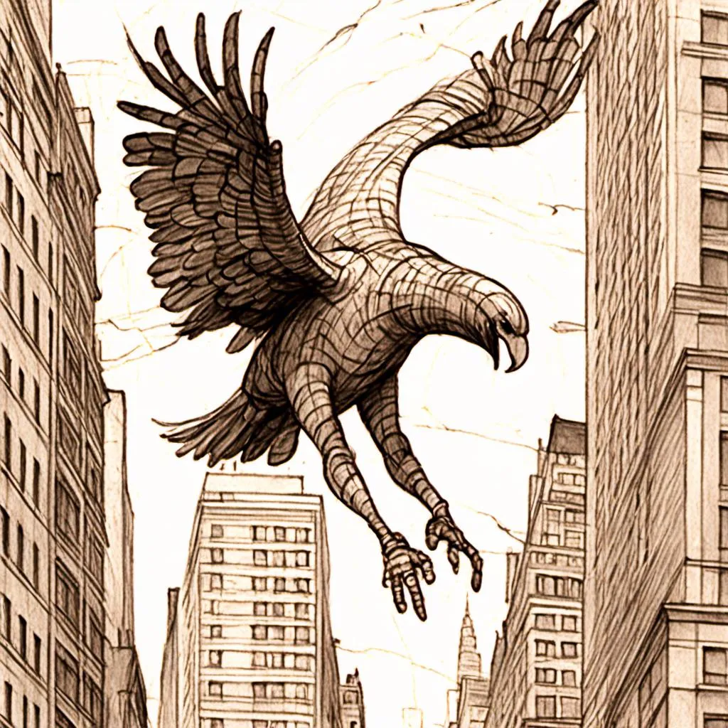 Prompt: <mymodel><mymodel> eagle flying through new york city