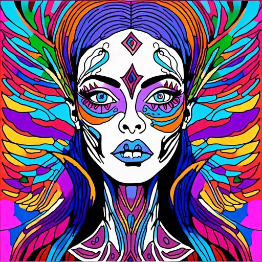 Prompt: <mymodel>Vibrant and intricate digital illustration of a dynamic female figure, bold tattoo artistry, vibrant and diverse body art, stunning detail and realism, high quality, digital art, vibrant colors, dynamic composition, detailed eyes, professional, personaltattoo, vibrant background, striking and colorful, medium: digital art, artistic flair, full-sleeve tattoo, detailed facial features, professional lighting, captivating and unique design