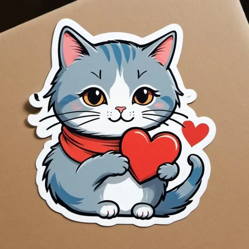 Prompt: un chat et un coeur sticker 