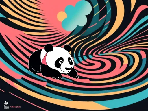 Prompt: <mymodel>Illustration of music in ads-corporate style, panda and loepard color tones, symbolism, cloudcore, endercore, wavy lines and organic shapes, black background, high quality, ads-corporate, panda symbolism, cloudcore, endercore, wavy lines, organic shapes, professional, atmospheric lighting