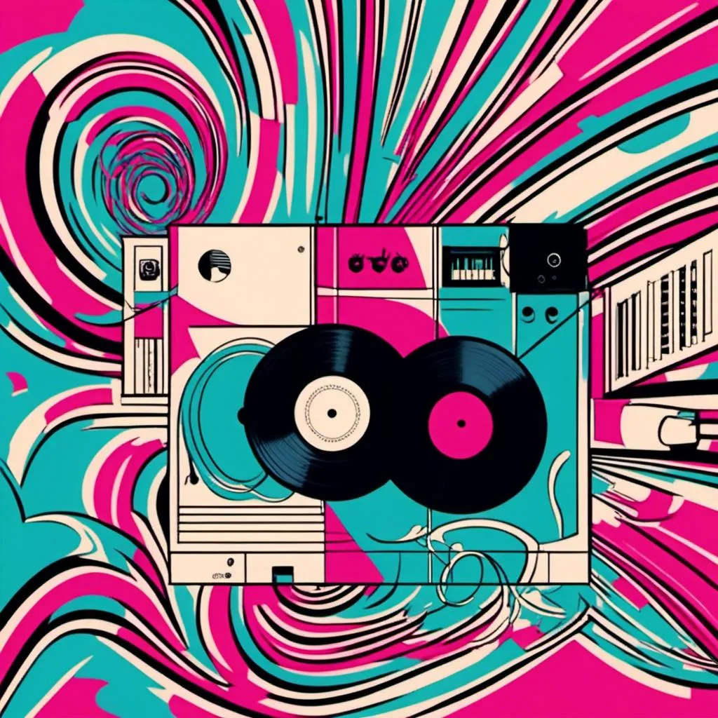 Prompt: <mymodel>Illustration of music in ads-corporate style, cyan and pink color tones, symbolism, cloudcore, endercore, wavy lines and organic shapes, black background, high quality, ads-corporate, cyan and pink, symbolism, cloudcore, endercore, wavy lines, organic shapes, professional, atmospheric lighting