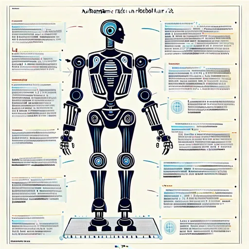 Prompt: Titre : Anatomie d'un robot
Description :

L'œuvre représente un robot humanoïde en position debout, les bras écartés et les jambes légèrement écartées. Le robot est entièrement démonté, avec ses composants individuels disposés autour de lui.

Les composants du robot sont les suivants :

Tête : Le crâne est ouvert, exposant le cerveau et les autres organes internes de la tête.
Torse : La cage thoracique est ouverte, exposant le cœur, les poumons et les autres organes internes du torse.
Bras : Les bras sont démontés au niveau des épaules, des coudes et des poignets.
Jambes : Les jambes sont démontées au niveau des hanches, des genoux et des chevilles.
Composants internes : Divers composants internes du robot sont également visibles, tels que des fils, des tuyaux et des circuits imprimés.
L'œuvre est réalisée dans un style de dessin technique, avec des lignes fines et précises. Les composants du robot sont représentés de manière détaillée et réaliste.<mymodel>