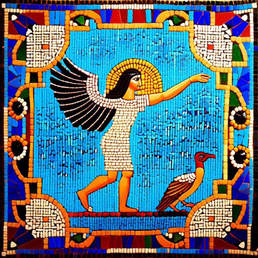 Prompt: mosaique; La mythologie babylonienne est une mythologie qui a ete inventee et developed en Babylone, un empire antique qui existait en Irak. mosaique; Elle contient des mythes, des histoires et des personnages importants qui ont joue un role important dans la culture babylonienne. mosaique; Les personnages les plus importants dans la mythologie babylonienne sont les dieux et les personnages heroiques. 
 mosaique; Les dieux et les personnages heroiques de la mythologie babylonienne sont souvent representes dans les sculptures et les dessins des periods antique et moyen. mosaique<mymodel>mosaique mosaique<mymodel>