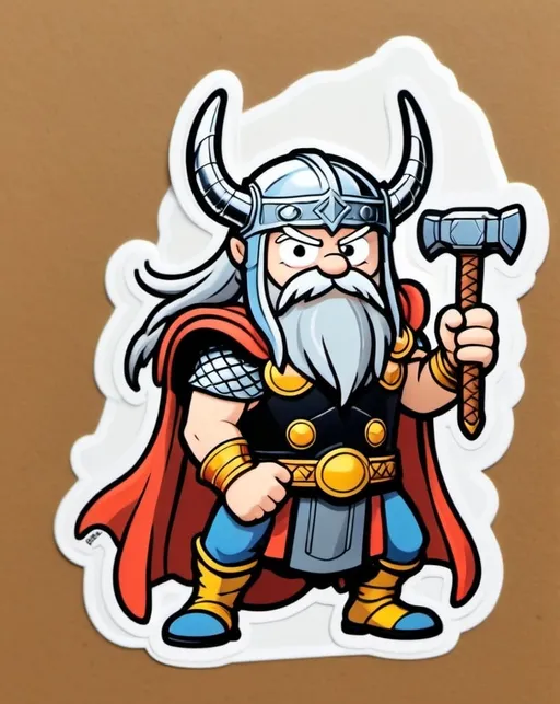 Prompt: Anime by Matt Groening, illustration of vicking God Thor   by Matt Groening; history setting, detailed characters, colorful and vibrant, highres, anime by Matt Groening, vicking detailed characters, vibrant colors, professional  Matt Groening, dynamic lighting<mymodel>