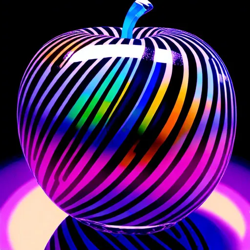 Prompt: <mymodel> <mymodel>Vibrant pop art illustration of a transparent glass apple sculpture, shiny and reflective surface, bold colors, high contrast, detailed glasswork, glossy finish, artistic interpretation, modern pop art, transparent glass, vibrant colors, high quality, detailed reflections, glossy finish, striking pop art style, bold and vibrant, contemporary art, shiny surface; ce qui donne cette image 