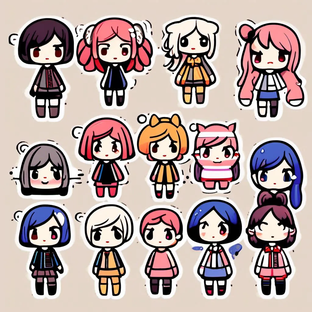 Prompt: Make a list of secondary characters for a kawaii chibi-style comic. The characters should be cute and adorable, and they should fit well with the overall tone and vibe of the comic. The characters should have unique and distinct personalities, and they should play an important role in the story. The characters should also have distinctive design elements, such as unique costumes, hair colors, and accessories. The list should include at least 3 characters.<mymodel>