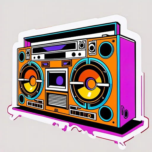 Prompt: <mymodel>Graffiti-style illustration of a vibrant hip-hop urban music ghetto-blaster old school and NewSchool, 2000s and 90s classics, WestCoast vibes, bold lettering and vibrant colors, street art, urban setting, retro cassette tape with intricate details, high-quality, vibrant graffiti style, urban, retro, hip-hop,  ghetto-blaster old school , old school, NewSchool, 2000s, 90s, WestCoast, vibrant colors, street art, retro cassette tape, detailed,  ghetto-blaster old school  flair