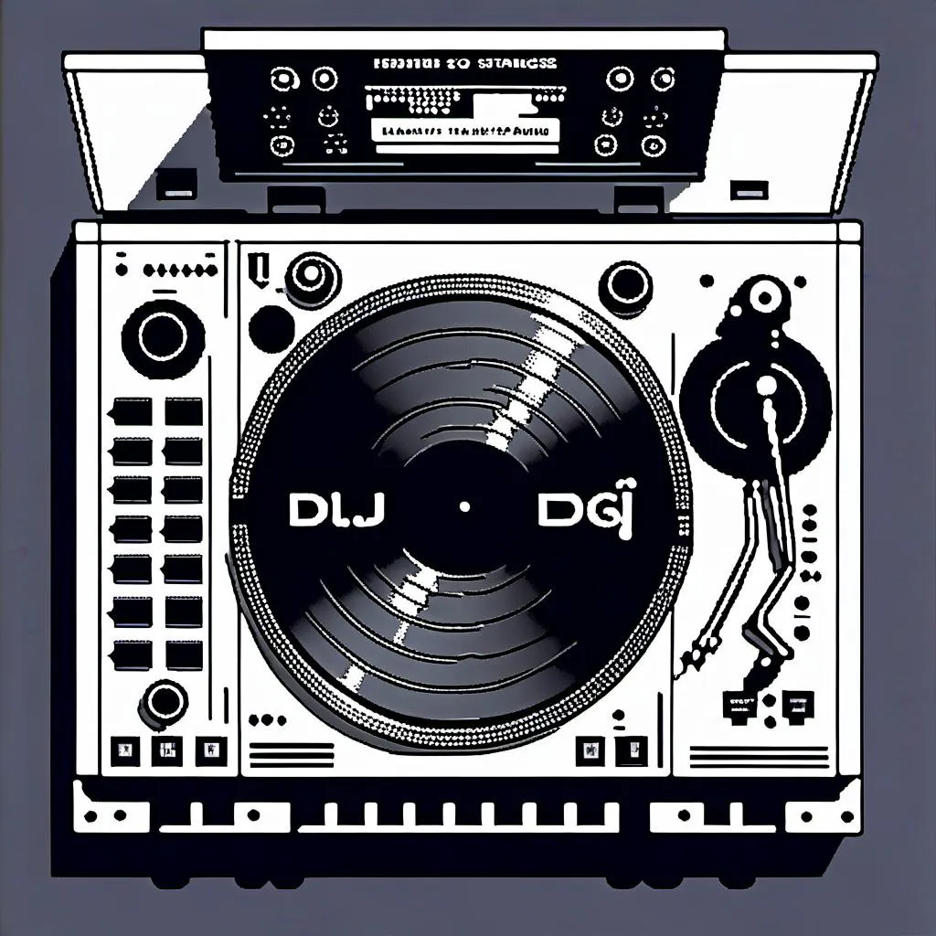 Prompt: <mymodel> here's an isometric view of a hand DJ: In this isometric view, the DJ is standing with both hands on the turntable, manipulating the record. The record is spinning quickly, creating a dynamic effect. The turntable is positioned in the center of the isometric space, with the DJ's hands hovering above it. The DJ's arms are positioned slightly out to the sides, creating a dynamic and energetic composition. The whole scene is presented from an isometric viewpoint, with a dynamic perspective and a cinematic quality.