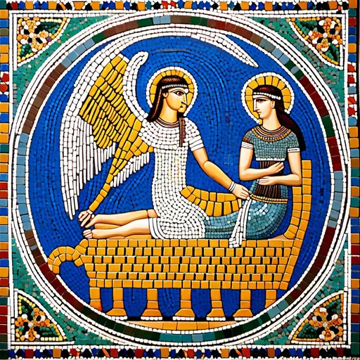 Prompt: mosaique; La mythologie babylonienne est une mythologie qui a ete inventee et developed en Babylone, un empire antique qui existait en Irak. mosaique; Elle contient des mythes, des histoires et des personnages importants qui ont joue un role important dans la culture babylonienne. mosaique; Les personnages les plus importants dans la mythologie babylonienne sont les dieux et les personnages heroiques. 
 mosaique; Les dieux et les personnages heroiques de la mythologie babylonienne sont souvent representes dans les sculptures et les dessins des periods antique et moyen. mosaique<mymodel>mosaique mosaique<mymodel>