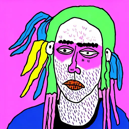 Prompt: <mymodel>Colorful digital illustration <mymodel>Billie Eilish - bad guy 