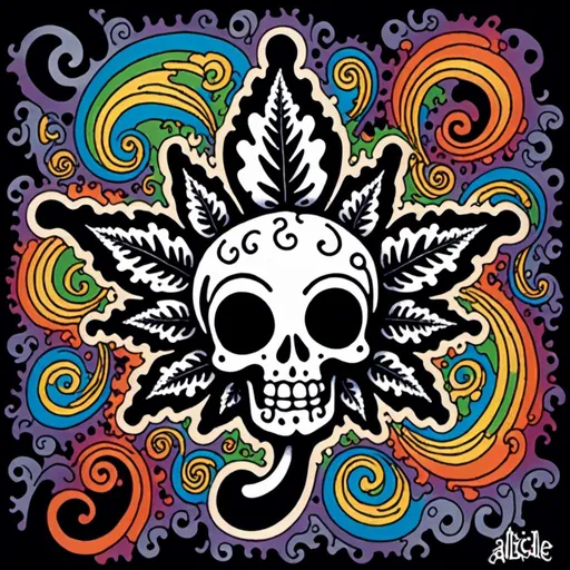 Prompt: a marijuana leaf is shown in front of a psychedelic background with swirls and a spiral pattern in the background, Altichiero, psychedelic art, psychedelic, a digital rendering<mymodel>