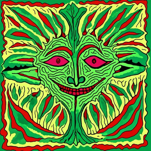 Prompt: <mymodel><mymodel>Psychedelic digital rendering of a vibrant green cannabis leaf, shadow of the leaf plant at the bottom, rasta-themed background in green, yellow, and red, detailed and intricate leaf veins, vibrant and lively colors, high contrast, trippy artistic style, surreal lighting effects, best quality, highres, ultra-detailed, psychedelic, vibrant colors, intricate details, surreal lighting, rasta-themed background, cannabis leaf