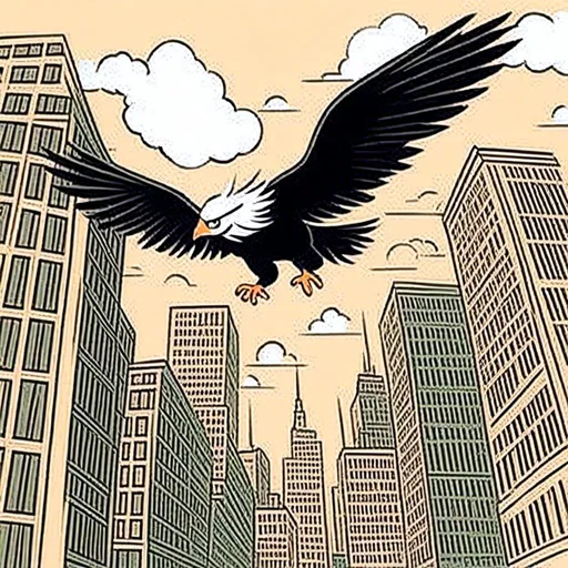 Prompt: <mymodel><mymodel> eagle flying through new york city