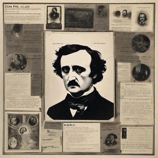 Prompt: a menber card with a photo "Edgar Allan Poe" , and a description of the parts of a man, Chip Zdarsky, nuclear art, criterion collection, a poster<mymodel>