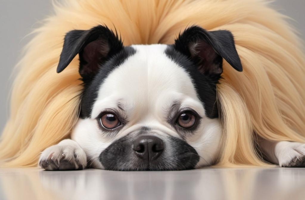 Prompt: anime style black and white dog close up with detailed fur