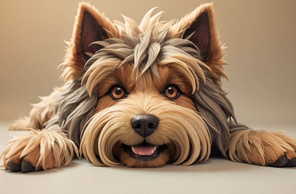 Prompt: anime style shaggy dog close up with detailed fur