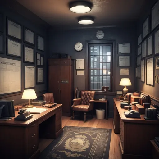 Prompt: a detective office