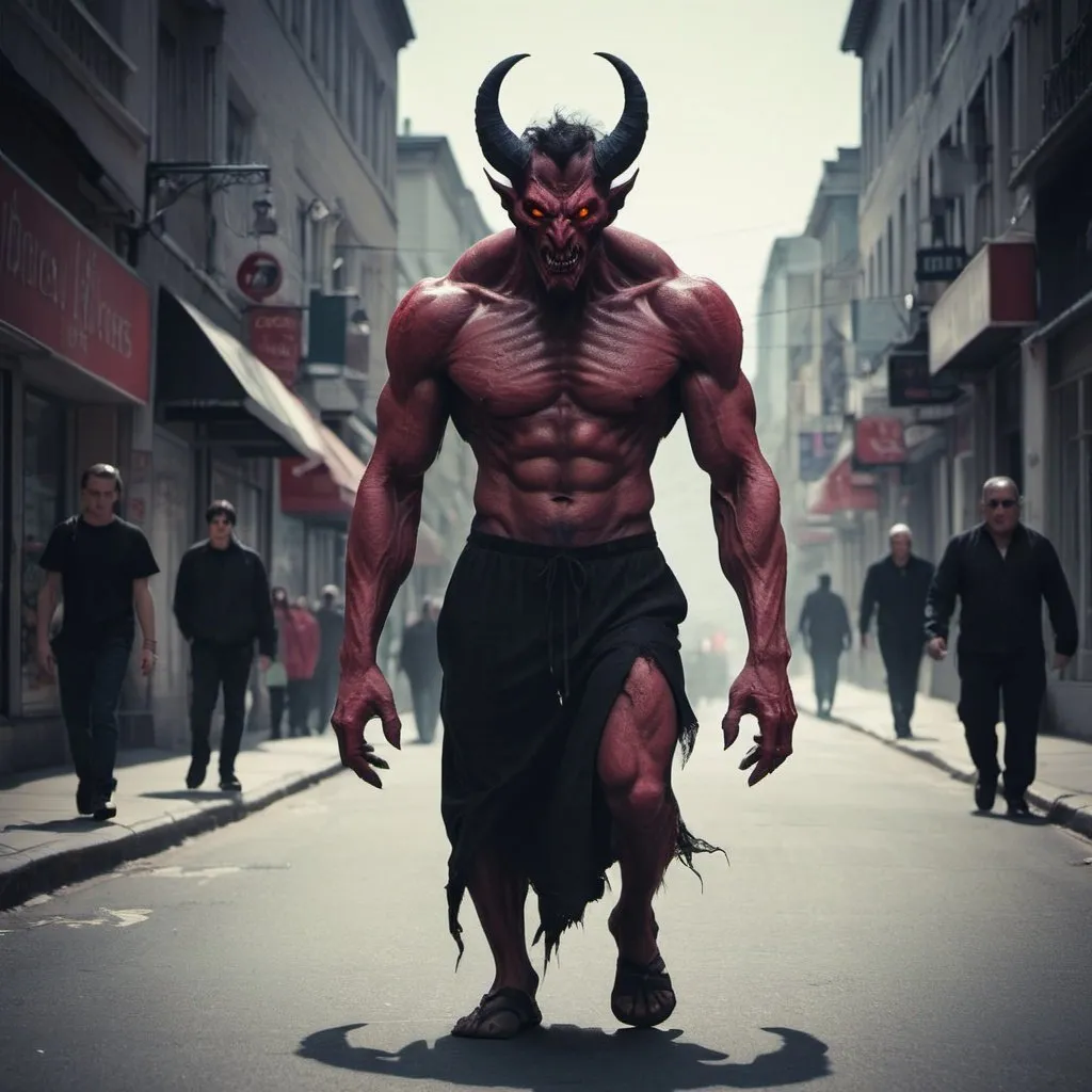 Prompt: Demon walking the streets