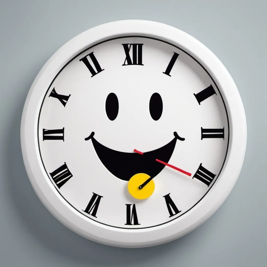 Prompt: Concept 1: Clock & Smiley Face:

The text "One Minute Laughs Daily" in a bold and playful font, with "One Minute" stacked on top of "Laughs Daily."
A stylized clock face with the hour hand pointing to the "1" and the minute hand indicating one minute.
A smiling face or laughing emoji incorporated into the design, perhaps as the center of the clock face or beside it, to convey humor and positivity.