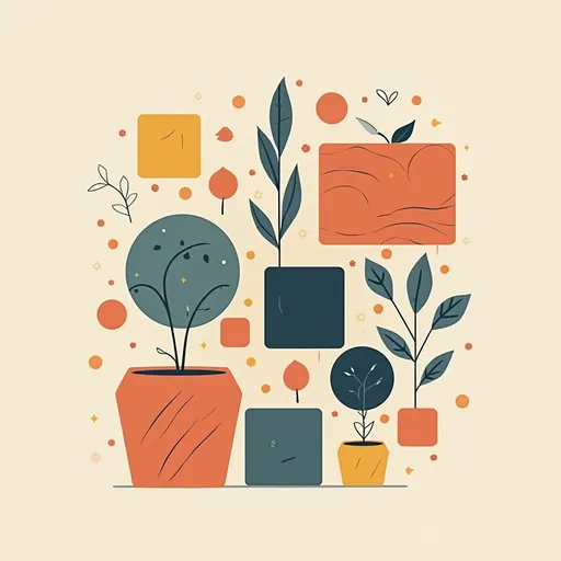 Prompt: immagine da mettere sul sito che rapresenta un azienda di comunicazione e stampa con forme geometriche e colori

