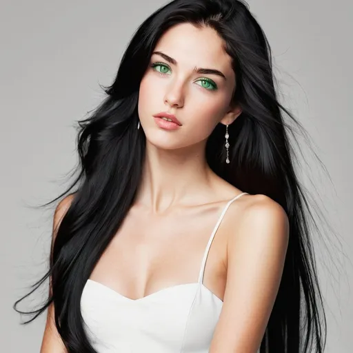 Prompt: •	•	She Has long Black Hair and green Eyes. She is fit
•	Here Height is 5.8 feet. She is 21-Year-Old

 looks like a villain 

