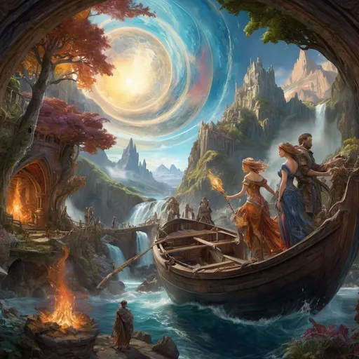 Prompt: Elements: earth, air, fire, water as characters facing each other swirling around to create planet Earth
Fantasy core by JB, Waterhouse, Josephine Wall, WLOP, perfect Wide long shot visual @ArtAIJB masterpiece deep color, fantastical, intricate detail, splash screen, complementary colors, fantasy concept art, 8k resolution trending on Artstation Unreal Engine 5 intricately detailed magical fantasy, volumetric lighting, beautifully unique masterpiece Dynamic lighting. 3D shading. Unreal Engine 5. . Rage deep color, fantastical, intricate detail, fantasy concept art, trending on Art station, splash screen, complementary colors, professional, surreal lighting 3d render, illustration FULL ZOOMED OUT VIEW hyper detailed sharp details, inspired by Thomas Kinkade, Alphonse Mucha, Magali Villeneuve, Tintoretto, Diego Velázquez, Helen Frankenthale"