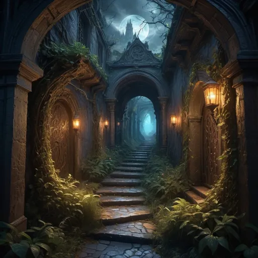 Prompt: An eerie pathway through the dark realm,  shadows lurking with glowing eyes around a spiral path gothic, sinister, dimmed lights,, horror, ghostly, shady
Epic cinematic dramatic atmosphere, stunning matte painting Fantasy core by JB, Waterhouse, Josephine Wall, WLOP, perfect Wide long shot visual @ArtAIJB masterpiece deep color, intricate detail, splash screen,, fantasy concept art, 8k resolution Unreal Engine 5 Dynamic lighting. 3D shading. Rage trending on Art station complementary colors, 3d render, illustration FULL ZOOMED OUT VIEW sharp details, inspired by Thomas Kinkade, Alphonse Mucha, Magali Villeneuve, Tintoretto, Diego Velázquez, Helen Frankenthale