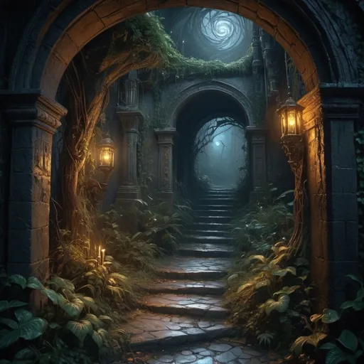 Prompt: An eerie pathway through the dark realm,  shadows lurking with glowing eyes around a spiral path gothic, sinister, dimmed lights,, horror, ghostly, shady
Epic cinematic dramatic atmosphere, stunning matte painting Fantasy core by JB, Waterhouse, Josephine Wall, WLOP, perfect Wide long shot visual @ArtAIJB masterpiece deep color, intricate detail, splash screen,, fantasy concept art, 8k resolution Unreal Engine 5 Dynamic lighting. 3D shading. Rage trending on Art station complementary colors, 3d render, illustration FULL ZOOMED OUT VIEW sharp details, inspired by Thomas Kinkade, Alphonse Mucha, Magali Villeneuve, Tintoretto, Diego Velázquez, Helen Frankenthale