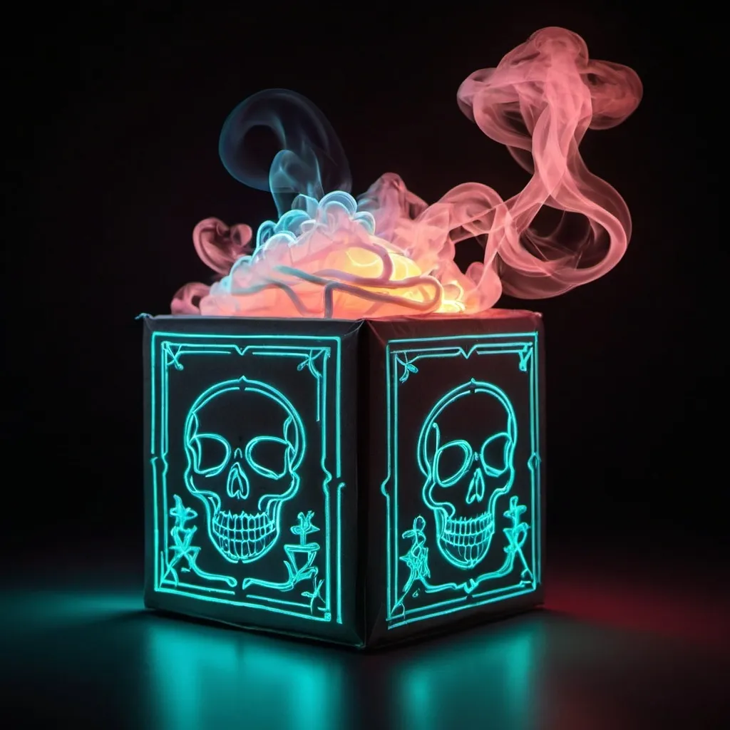 Prompt: A surprise package.
Death is a kiss of white light,
not something to dread.
Chemiluminescent neon Ephemeral iridescent Smoke