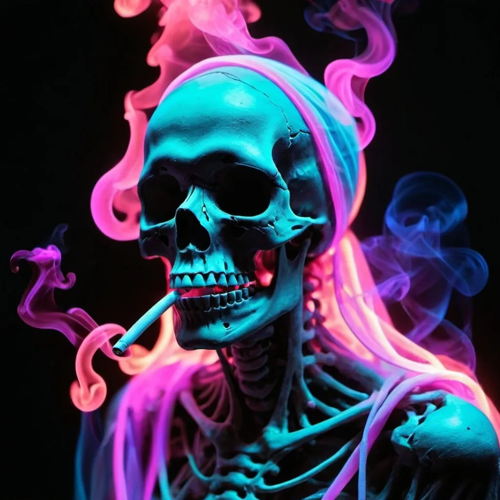 Prompt: No need to worry.
Death is a journey of love,
not what we all fear
Chemiluminescent neon Ephemeral iridescent Smoke