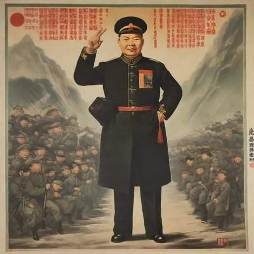 Prompt: Chinese propaganda poster from the cultural revolution, portrait of the Baron Münchhausen