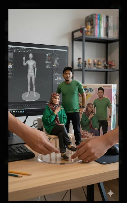 Prompt: There are two hands lifting the statue while turning it left and right after putting it back down.