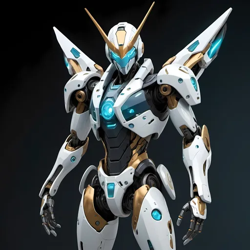 Prompt: Objective: Create a detailed high-resolution representation of the Jehuty robot from the game "Zone of the Enders: The 2nd Runner" using generative art techniques.

Description:

Character: Jehuty (humanoid robot)

Appearance:

Height: 2 meters
Slender and athletic body
Triangular head with antenna
Blue, white, and gold armor
Energy cannons on arms
Blades on legs
Shield on back
Propulsion systems on back and legs
Personality:

Agile and powerful
Loyal and protective
Connected to the protagonist Van
Composition:

Dynamic angle (side view, low-angle perspective, etc.)
Pose that demonstrates agility and power (attacking, defending, etc.)
Elements that convey personality and connection to Van (emblems, colors, etc.)
Technical Details:

Resolution: 5000x4000 pixels
Style: To be combined (realistic, futuristic, anime, etc.)
Complex textures: metallic, plastic, and luminous surfaces
Dramatic lighting: specific areas highlighted, immersive atmosphere
Example prompts:

Jehuty in heroic action, with energy cannons firing and blades slicing through the air. Futuristic background with explosions and motion effects.
Close-up of Jehuty's face, showing mechanical details and antenna. Dramatic lighting accentuates the eyes and expression.
Jehuty and Van side by side, in a pose that conveys connection and trust. Peaceful background with vibrant colors and balanced composition.
Additional notes:

The prompt should be clear, concise, and specific.
The prompt should provide enough detail for the generative art model to understand what is being requested.
The prompt should be creative and allow for a variety of interpretations.