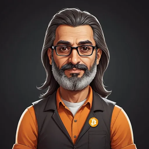 Prompt: A portrait  illustration of 50 years old lebanese man with long hair and average beard working in cryptocurrency field for website team members section