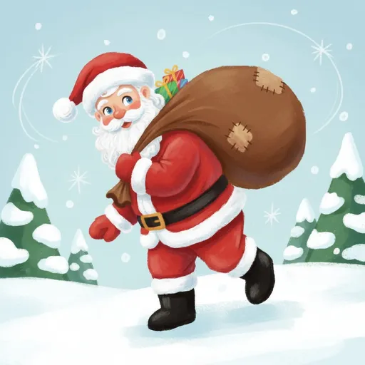 Prompt: generate a lovely Santa in children book art style, masterpiece, artistic brushstroke.