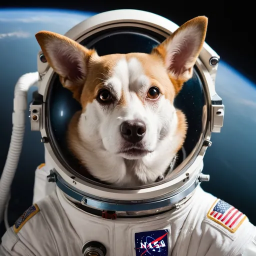 Prompt: A dog in space