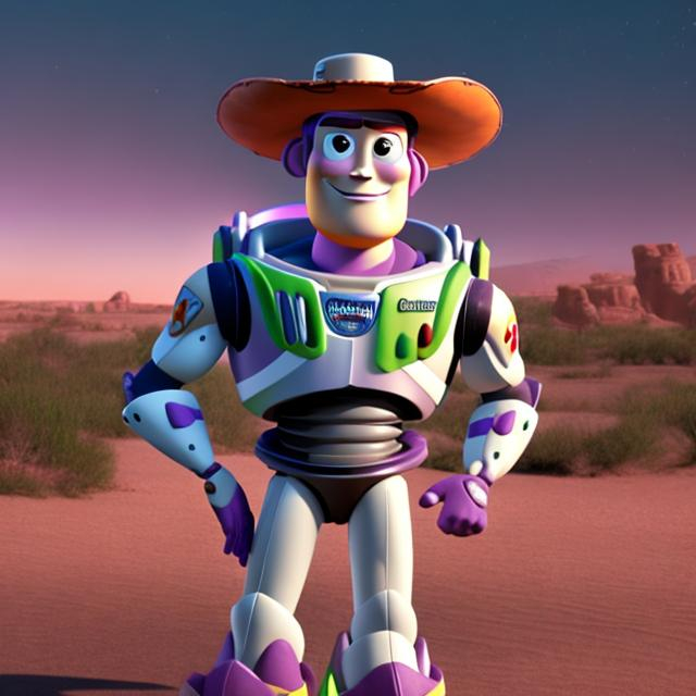 Prompt: buzz lightyear wearing a cowboy hat
