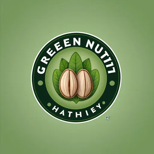 Prompt: Green nut logo with the words Healthy nuts