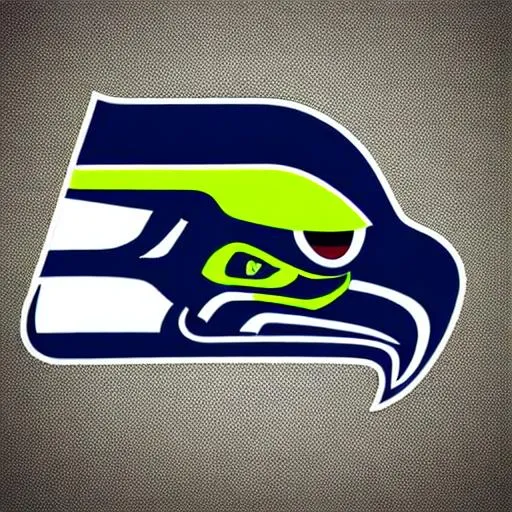 Prompt: 2d ferocious Seattle Seahawks, vector illustration, angry eyes, football team emblem logo, 2d flat, centered