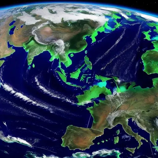 Prompt: آخرین عکس گرفته شده از کره زمین, 4k, ultra-detailed, realistic, Earth from space, vibrant blue and green, swirling clouds, realistic atmosphere, best quality, highres, detailed continents, natural beauty, awe-inspiring view, stunning, breathtaking, space, planet Earth, atmospheric lighting