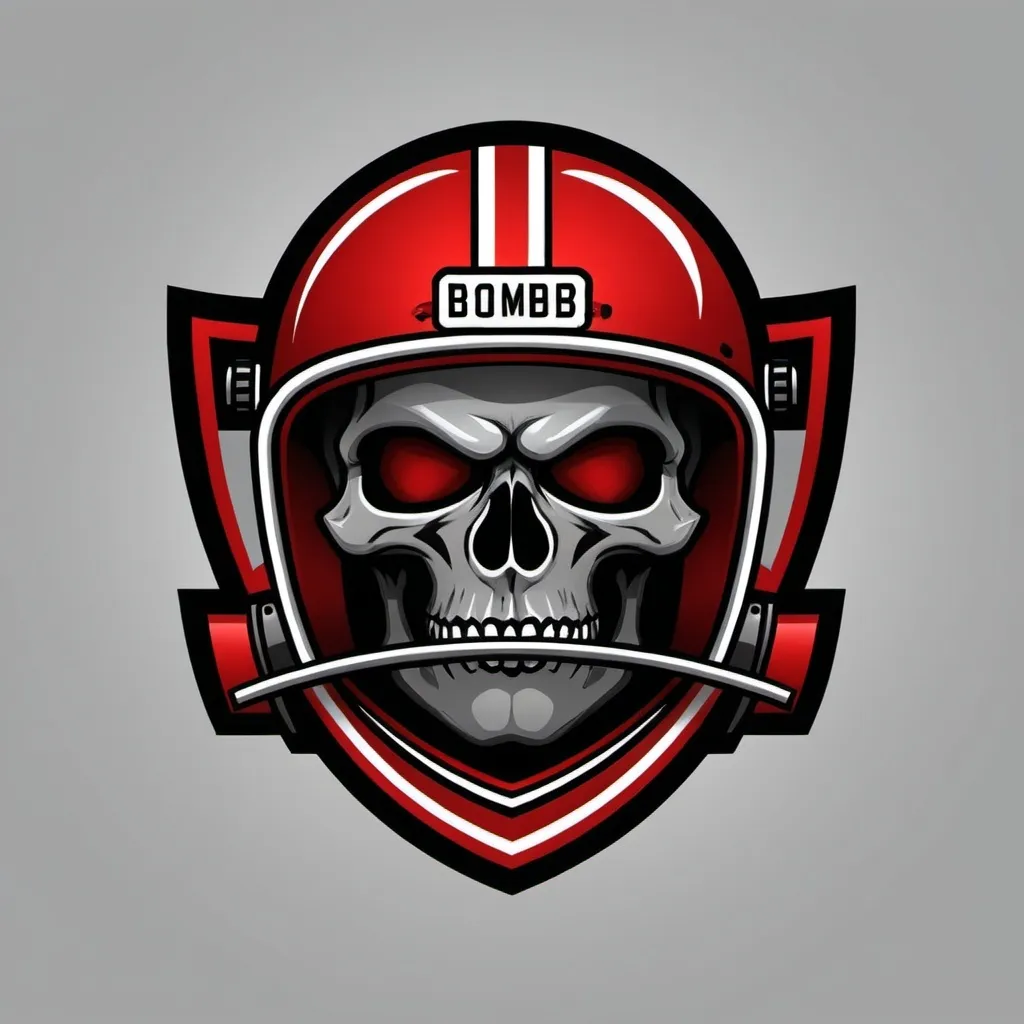 Prompt: Create a Fantasy Football logo for a team called: Midwest Bomb Squad. Use red, black, and gray as the main colors.