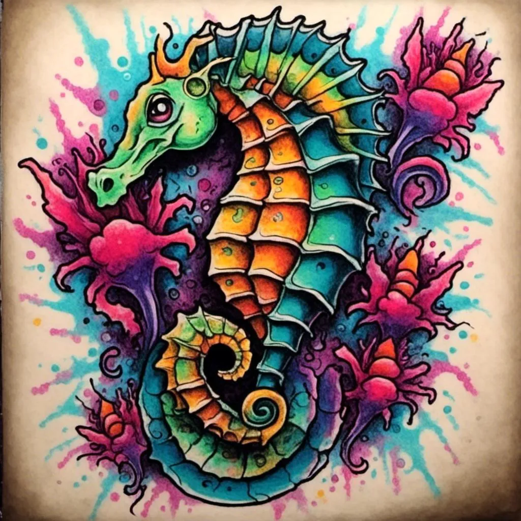 Seahorse tattoo • Spring tattoo